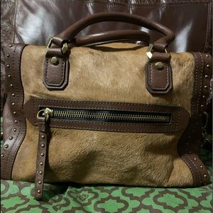 NWOT OrYANG Calf-Hair Satchel Chestnut Brown